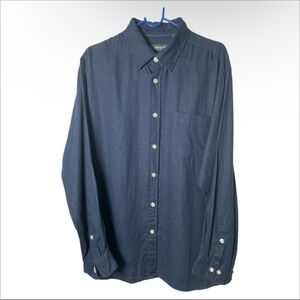 Orvis Men’s Blue 100% Linen Button Down Shirt L Classic Fit Summer Coastal